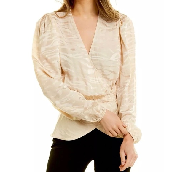 RONNY KOBO Zebra Jacquard Silk Wrap Top Blouse
Ivory NEW - Picture 6 of 7